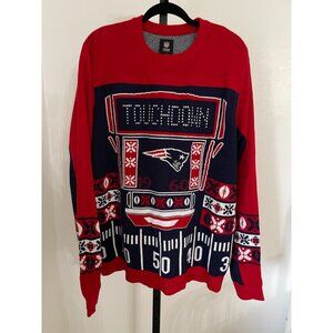 EUC NFL Patriots Sweater Touchdown Design Red & Blue 2XL